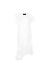 Белое платье-миди из фатина со складками от Simone Rocha