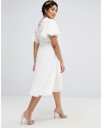 Белое платье-миди крючком со складками от Asos