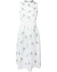 Белое платье-миди с вышивкой