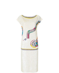 Белое платье-миди с пайетками от William Vintage
