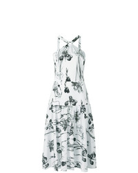 Белое платье-миди с принтом от Andrea Marques