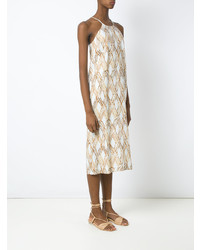 Белое платье-миди с принтом от Andrea Marques