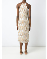 Белое платье-миди с принтом от Andrea Marques