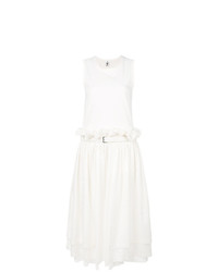 Белое платье-миди с рюшами от Comme Des Garçons Noir Kei Ninomiya