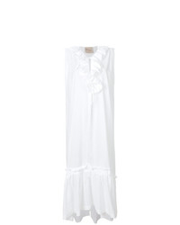 Белое платье-миди с рюшами от Erika Cavallini