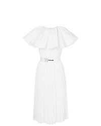 Белое платье-миди с рюшами от Huishan Zhang