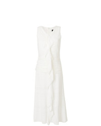 Белое платье-миди с рюшами от Proenza Schouler