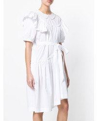 Белое платье-миди с рюшами от Simone Rocha