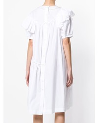 Белое платье-миди с рюшами от Simone Rocha