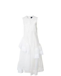 Белое платье-миди с рюшами от Simone Rocha