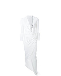 Белое платье-миди с украшением