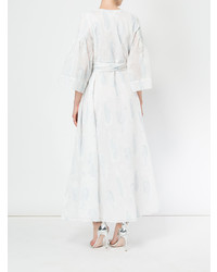 Белое платье-миди с цветочным принтом от Thierry Colson