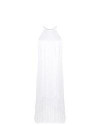 Белое платье прямого кроя c бахромой от Tufi Duek