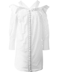 Белое платье прямого кроя крючком от Proenza Schouler