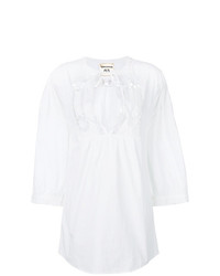 Белое платье прямого кроя с вышивкой от Semicouture