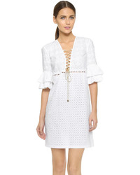 Белое платье прямого кроя с люверсами от Just Cavalli