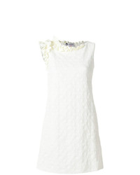 Белое платье прямого кроя с рельефным рисунком от Lanvin