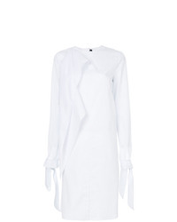 Белое платье прямого кроя с рюшами от Calvin Klein 205W39nyc