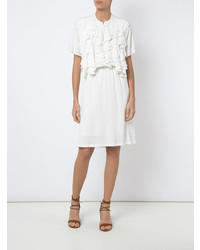 Белое платье прямого кроя с рюшами от Olympiah