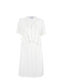 Белое платье прямого кроя с рюшами от Olympiah