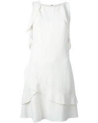 Белое платье прямого кроя с рюшами от Proenza Schouler