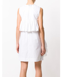Белое платье прямого кроя с рюшами от MSGM