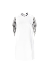 Белое платье прямого кроя с украшением от Versace