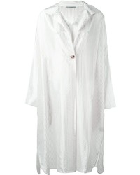 Белое платье-рубашка в вертикальную полоску от Dusan