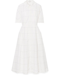 Белое платье-рубашка в клетку от Emilia Wickstead