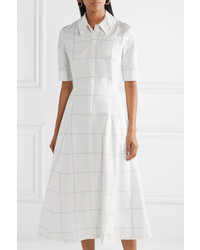 Белое платье-рубашка в клетку от Emilia Wickstead