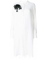 Белое платье-рубашка с цветочным принтом от Ann Demeulemeester