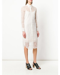 Белое платье-рубашка с цветочным принтом от Thom Browne