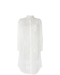 Белое платье-рубашка с цветочным принтом от Thom Browne