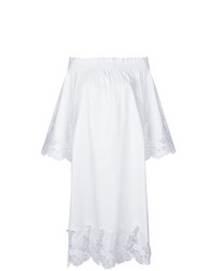 Белое платье с открытыми плечами крючком с цветочным принтом от P.A.R.O.S.H.