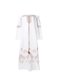 Белое платье с открытыми плечами с вышивкой от Ermanno Scervino