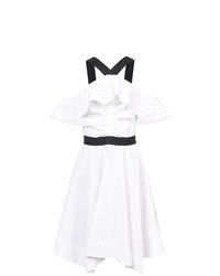 Белое платье с открытыми плечами с рюшами от Derek Lam 10 Crosby
