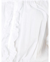 Белое платье с открытыми плечами с рюшами от Faith Connexion