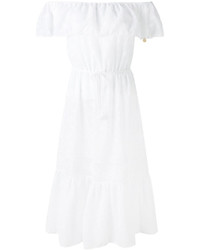 Белое платье с открытыми плечами от Blumarine