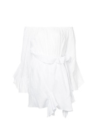 Белое платье с открытыми плечами от Goen.J