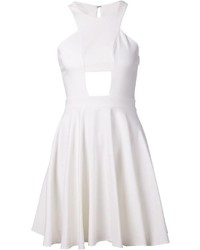 Белое платье с плиссированной юбкой с вырезом от Cushnie et Ochs