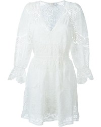 Белое платье с пышной юбкой с вышивкой от Chloé