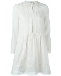 Белое платье с пышной юбкой с вышивкой от Saint Laurent