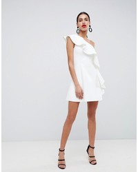 Белое платье с пышной юбкой с рюшами от ASOS DESIGN