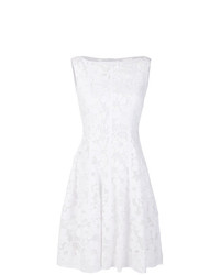 Белое платье с пышной юбкой с цветочным принтом от Talbot Runhof
