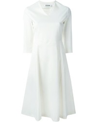 Белое платье с пышной юбкой от Jil Sander