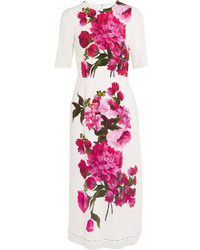 Белое платье с цветочным принтом от Dolce & Gabbana