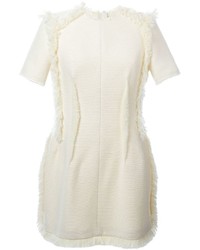 Белое платье-футляр c бахромой от Lanvin