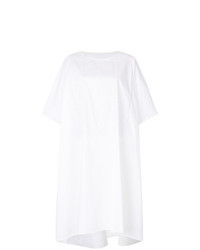 Белое повседневное платье в вертикальную полоску