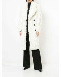 Женское белое пушистое пальто от Julia Davidian