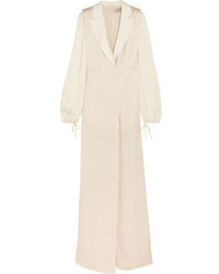 Белое сатиновое вечернее платье от Lanvin